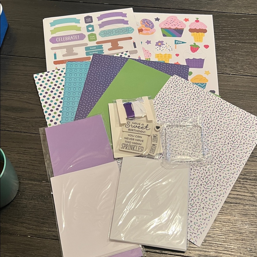 Scrapbook Sweet Birthday Craft Paper Card Set stickers variety of supplies
